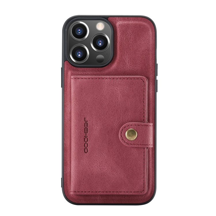 For iPhone 13 Pro JEEHOOD Retro Magnetic Detachable Protective Case with Wallet & Card Slot & Holder (Red) - HoMEdemic™ 