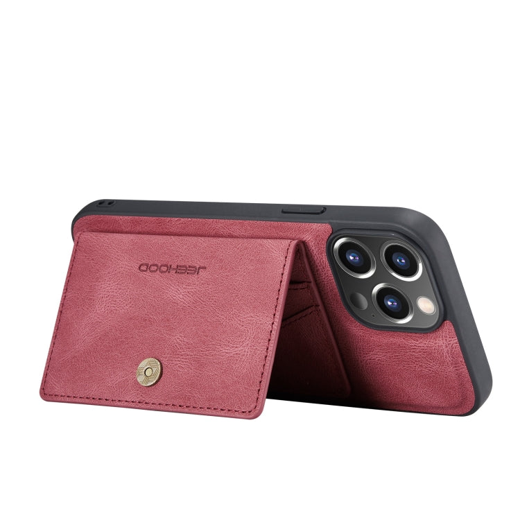 For iPhone 13 Pro JEEHOOD Retro Magnetic Detachable Protective Case with Wallet & Card Slot & Holder (Red) - HoMEdemic™ 