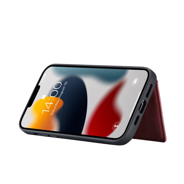 For iPhone 13 Pro JEEHOOD Retro Magnetic Detachable Protective Case with Wallet & Card Slot & Holder (Red) - HoMEdemic™ 