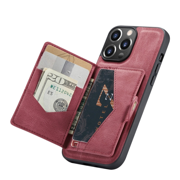 For iPhone 13 Pro JEEHOOD Retro Magnetic Detachable Protective Case with Wallet & Card Slot & Holder (Red) - HoMEdemic™ 