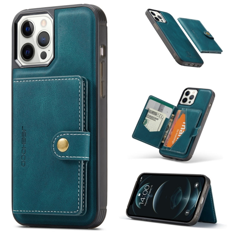 For iPhone 13 Pro JEEHOOD Retro Magnetic Detachable Protective Case with Wallet & Card Slot & Holder (Blue) - HoMEdemic™ 