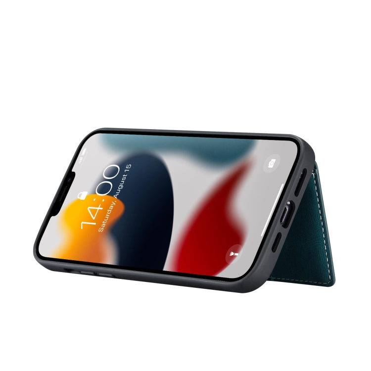 For iPhone 13 Pro JEEHOOD Retro Magnetic Detachable Protective Case with Wallet & Card Slot & Holder (Blue) - HoMEdemic™ 
