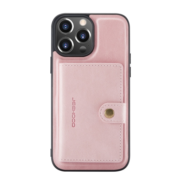 For iPhone 13 Pro JEEHOOD Retro Magnetic Detachable Protective Case with Wallet & Card Slot & Holder (Pink) - HoMEdemic™ 