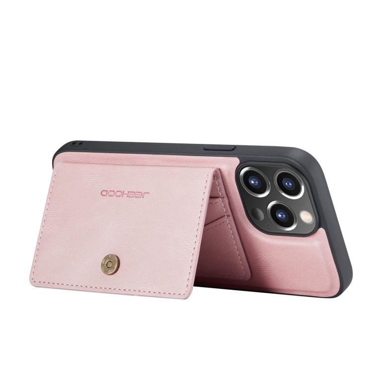 For iPhone 13 Pro JEEHOOD Retro Magnetic Detachable Protective Case with Wallet & Card Slot & Holder (Pink) - HoMEdemic™ 