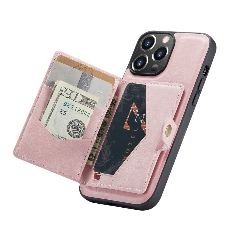 For iPhone 13 Pro JEEHOOD Retro Magnetic Detachable Protective Case with Wallet & Card Slot & Holder (Pink) - HoMEdemic™ 