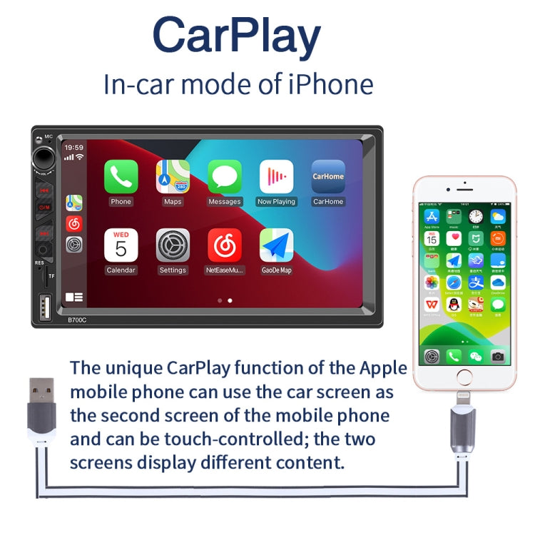 B700C HD 7 inch Universal Car MP5 Player with Wired Carplay, Support FM & Bluetooth & TF Card, B700C - HoMEdemic™ 