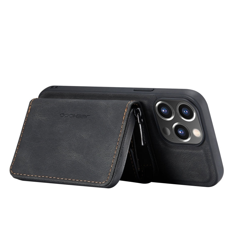 For iPhone 13 Pro JEEHOOD Magnetic Zipper Horizontal Flip Leather Case with Holder & Card Slot & Wallet (Black) - HoMEdemic™ 