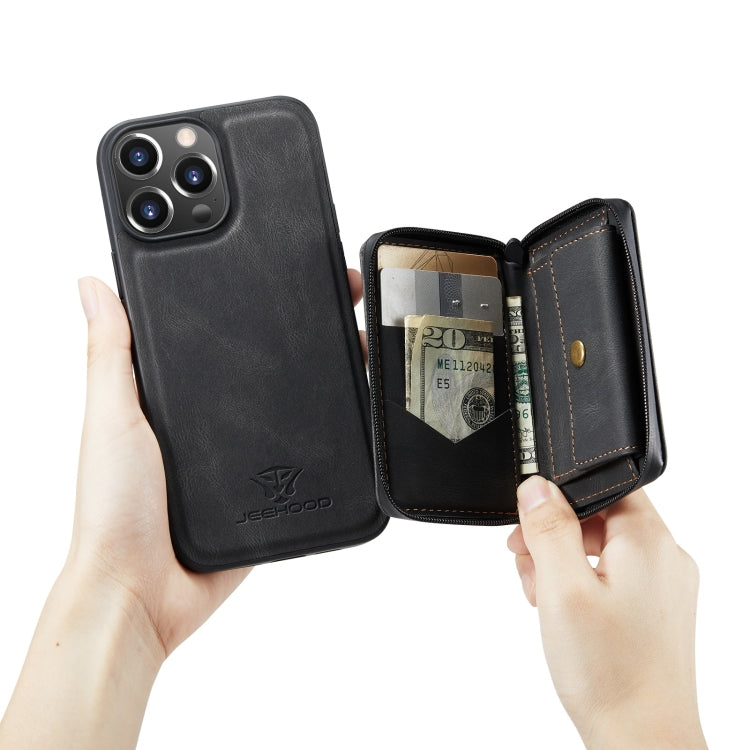 For iPhone 13 Pro JEEHOOD Magnetic Zipper Horizontal Flip Leather Case with Holder & Card Slot & Wallet (Black) - HoMEdemic™ 