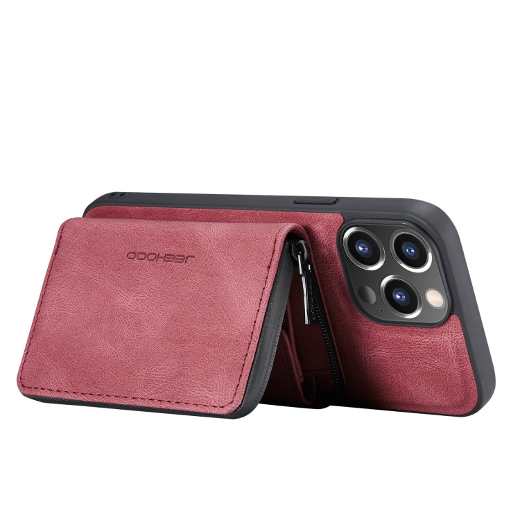 For iPhone 13 Pro JEEHOOD Magnetic Zipper Horizontal Flip Leather Case with Holder & Card Slot & Wallet (Red) - HoMEdemic™ 