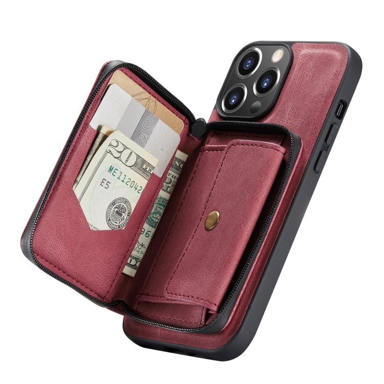 For iPhone 13 Pro JEEHOOD Magnetic Zipper Horizontal Flip Leather Case with Holder & Card Slot & Wallet (Red) - HoMEdemic™ 