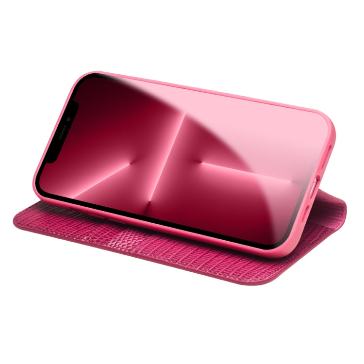 For iPhone 13 Pro Max QIALINO Small Crocodile Texture Horizontal Flip Leather Case with Holder & Card Slots & Wallet (Rose Red) - HoMEdemic™ 