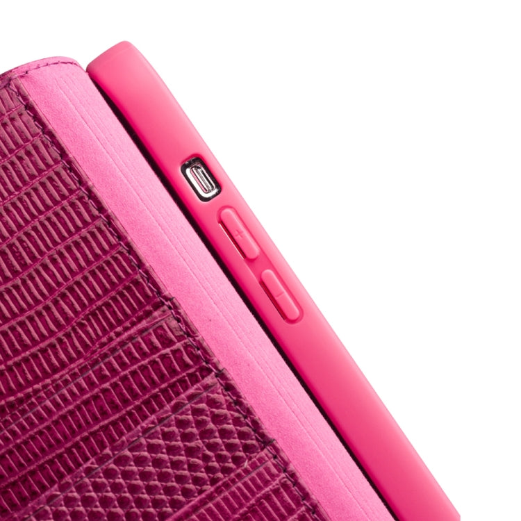 For iPhone 13 Pro Max QIALINO Small Crocodile Texture Horizontal Flip Leather Case with Holder & Card Slots & Wallet (Rose Red) - HoMEdemic™ 