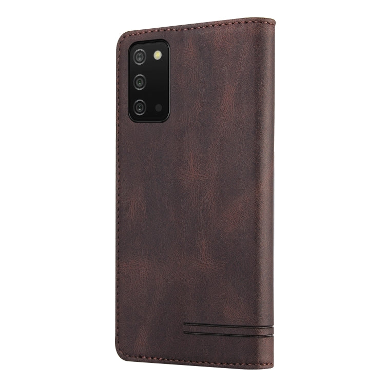 For Samsung Galaxy A03s 166mm Skin Feel Anti-theft Brush Horizontal Flip Leather Case with Holder & Card Slots & Wallet(Brown), For Samsung Galaxy A03s 166mm