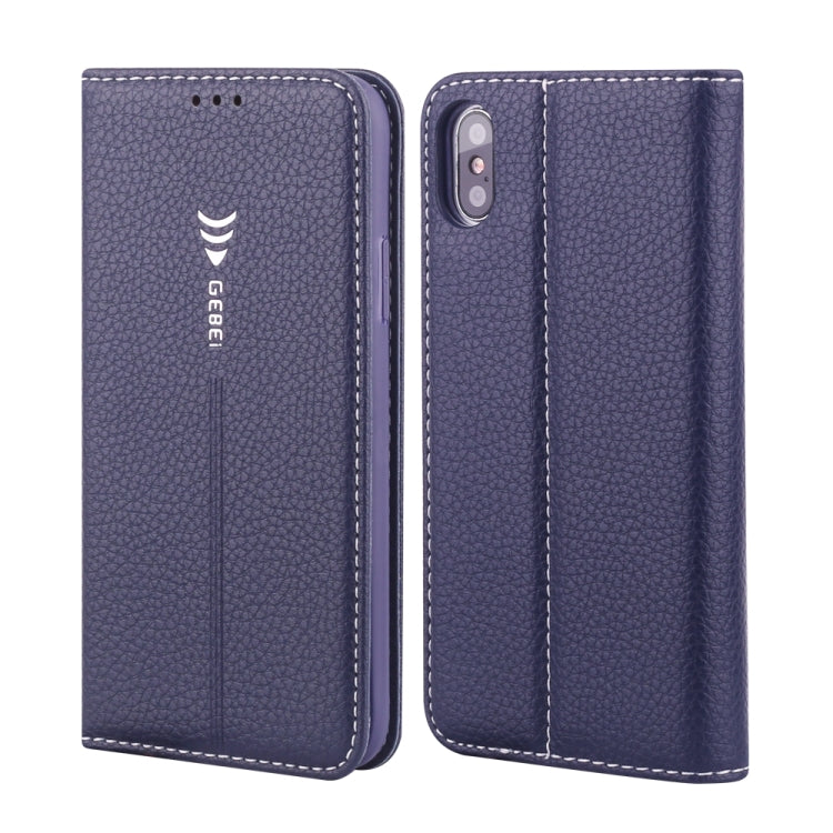 For iPhone XS / X GEBEI PU+TPU Horizontal Flip Protective Case with Holder & Card Slots(Blue) - HoMEdemic™ 