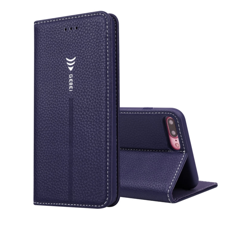 For iPhone 8 Plus & 7 Plus GEBEI PU+TPU Horizontal Flip Protective Case with Holder & Card Slots(Blue) - HoMEdemic™ 