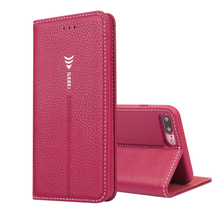 For iPhone SE 2020 & 8 & 7 GEBEI PU+TPU Horizontal Flip Protective Case with Holder & Card Slots(Rose Red) - HoMEdemic™ 