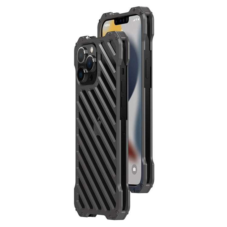 For iPhone 12 Pro Max R-JUST RJ-50 Hollow Breathable Armor Metal Shockproof Protective Case(Silver Grey) - HoMEdemic™ 