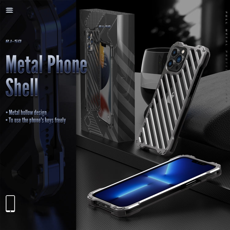 For iPhone 12 Pro Max R-JUST RJ-50 Hollow Breathable Armor Metal Shockproof Protective Case(Silver Grey) - HoMEdemic™ 
