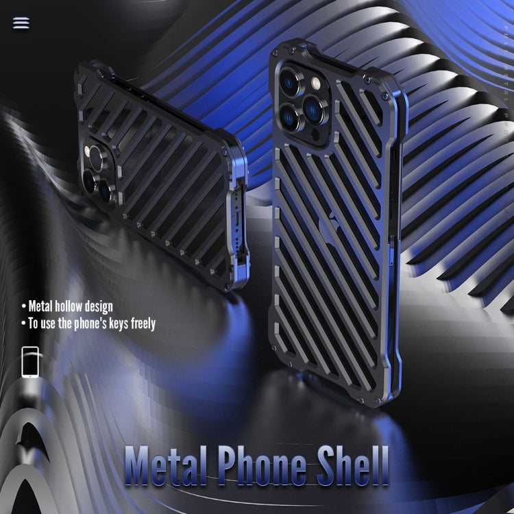 For iPhone 12 Pro Max R-JUST RJ-50 Hollow Breathable Armor Metal Shockproof Protective Case(Silver Grey) - HoMEdemic™ 