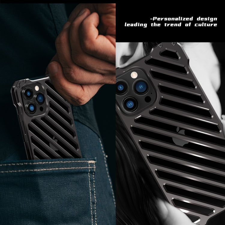 For iPhone 12 Pro Max R-JUST RJ-50 Hollow Breathable Armor Metal Shockproof Protective Case(Silver Grey) - HoMEdemic™ 