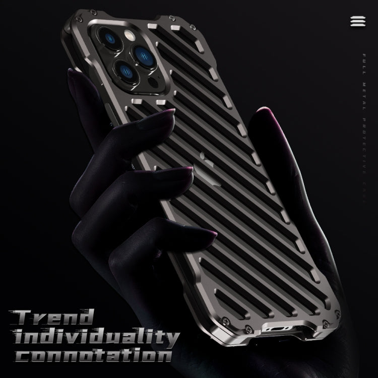 For iPhone 12 Pro Max R-JUST RJ-50 Hollow Breathable Armor Metal Shockproof Protective Case(Silver Grey) - HoMEdemic™ 