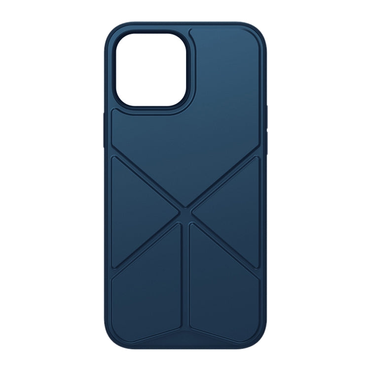 For iPhone 13 Pro Max ROCK Element Plus TPU + PC Shockproof Protective Case with Folding Holder (Blue) - HoMEdemic™ 