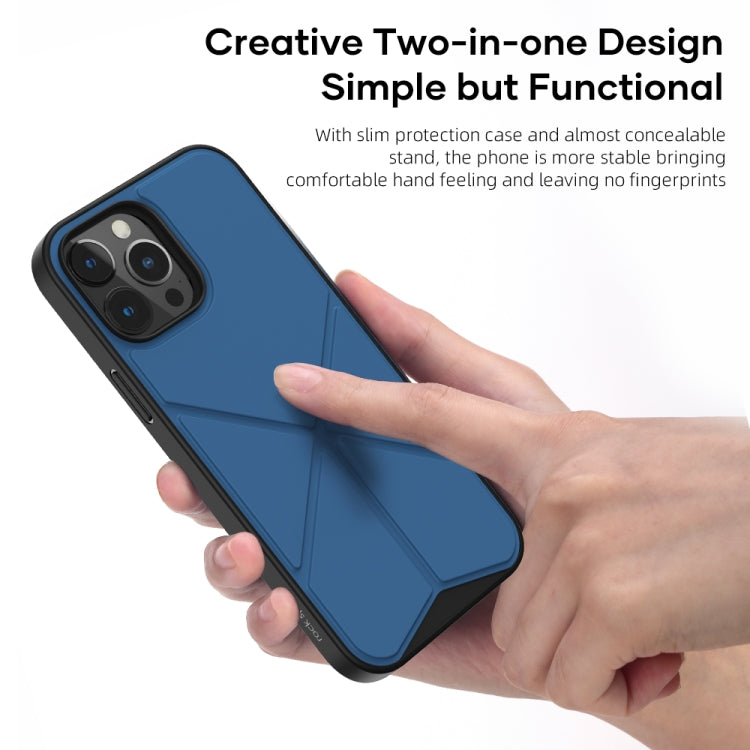 For iPhone 13 Pro Max ROCK Element Plus TPU + PC Shockproof Protective Case with Folding Holder (Black) - HoMEdemic™ 