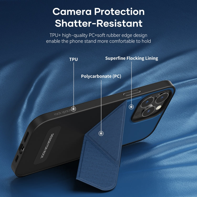 For iPhone 13 Pro Max ROCK Element Plus TPU + PC Shockproof Protective Case with Folding Holder (Blue) - HoMEdemic™ 