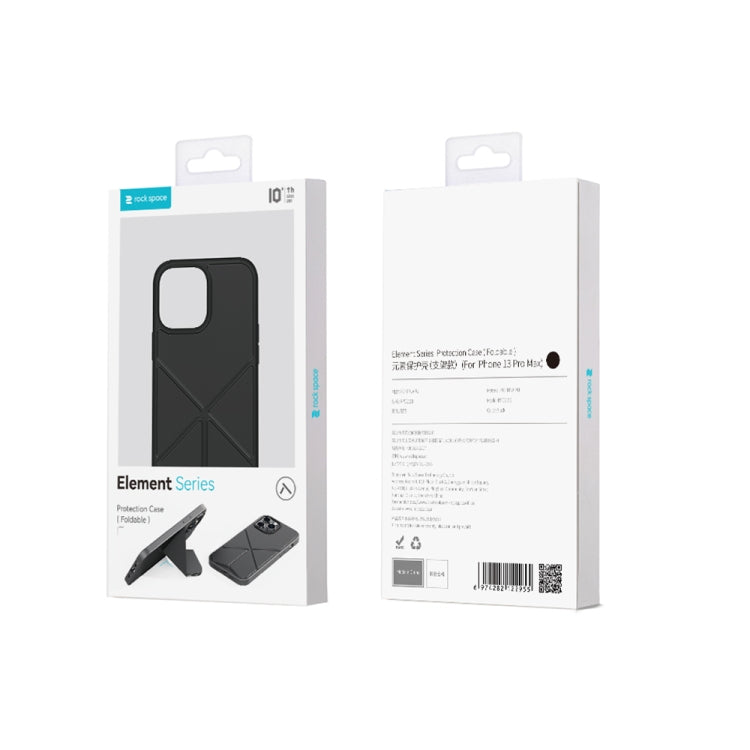 For iPhone 13 Pro Max ROCK Element Plus TPU + PC Shockproof Protective Case with Folding Holder (Black) - HoMEdemic™ 