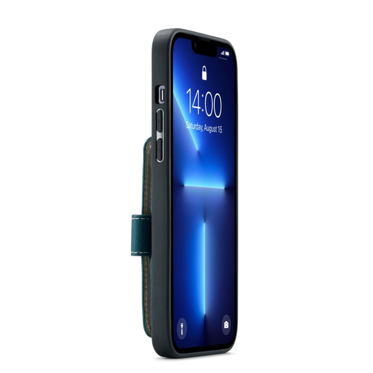 For iPhone 13 Pro JEEHOOD Anti-theft Brush Magnetic PU + TPU Protective Case with Card Slot (Blue) - HoMEdemic™ 