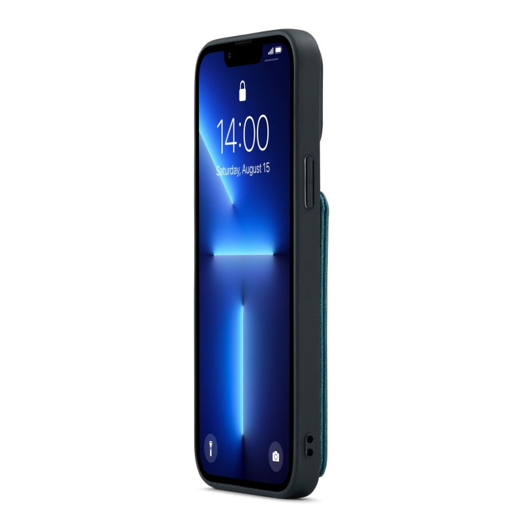 For iPhone 13 Pro JEEHOOD Anti-theft Brush Magnetic PU + TPU Protective Case with Card Slot (Blue) - HoMEdemic™ 