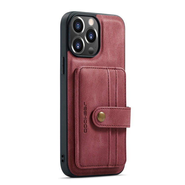 For iPhone 13 Pro JEEHOOD Anti-theft Brush Magnetic PU + TPU Protective Case with Card Slot (Red) - HoMEdemic™ 