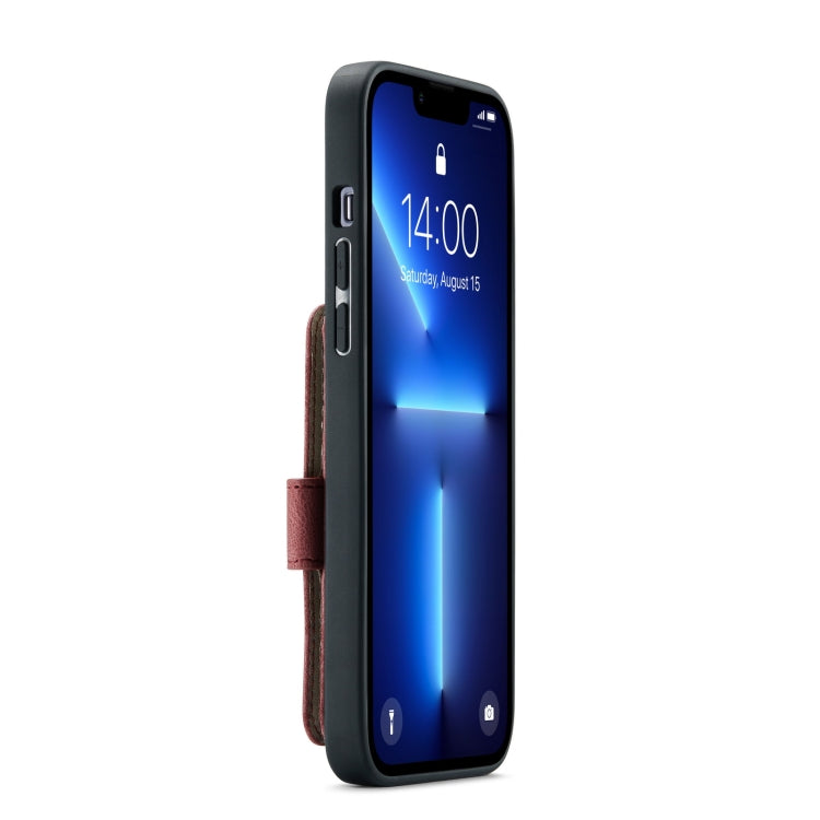 For iPhone 13 Pro JEEHOOD Anti-theft Brush Magnetic PU + TPU Protective Case with Card Slot (Red) - HoMEdemic™ 