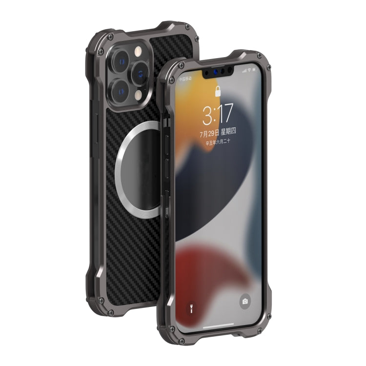 For iPhone 13 Pro Max R-JUST RJ51 Hollow Shockproof Metal Protective Case (Dark Grey) - HoMEdemic™ 