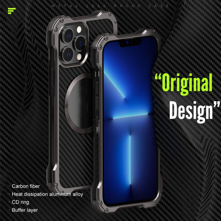 For iPhone 13 Pro Max R-JUST RJ51 Hollow Shockproof Metal Protective Case (Dark Grey) - HoMEdemic™ 