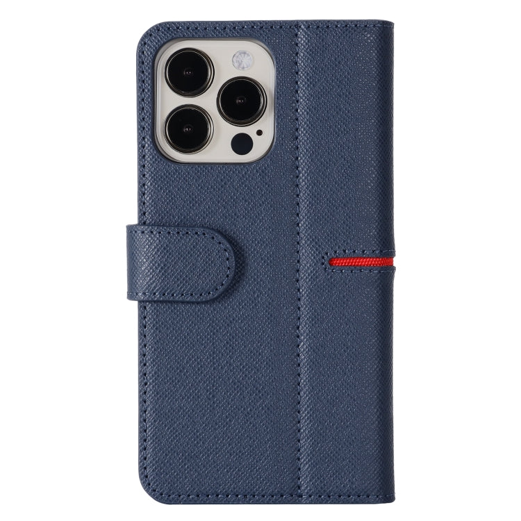 For iPhone 13 Pro GEBEI Top-grain Leather Horizontal Flip Protective Case with Holder & Card Slots & Wallet & Photo Frame (Blue) - HoMEdemic™ 