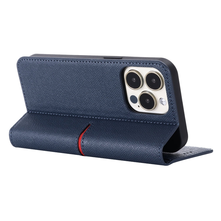 For iPhone 13 Pro GEBEI Top-grain Leather Horizontal Flip Protective Case with Holder & Card Slots & Wallet & Photo Frame (Blue) - HoMEdemic™ 