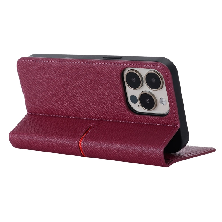 For iPhone 13 Pro GEBEI Top-grain Leather Horizontal Flip Protective Case with Holder & Card Slots & Wallet & Photo Frame (Red Wine) - HoMEdemic™ 