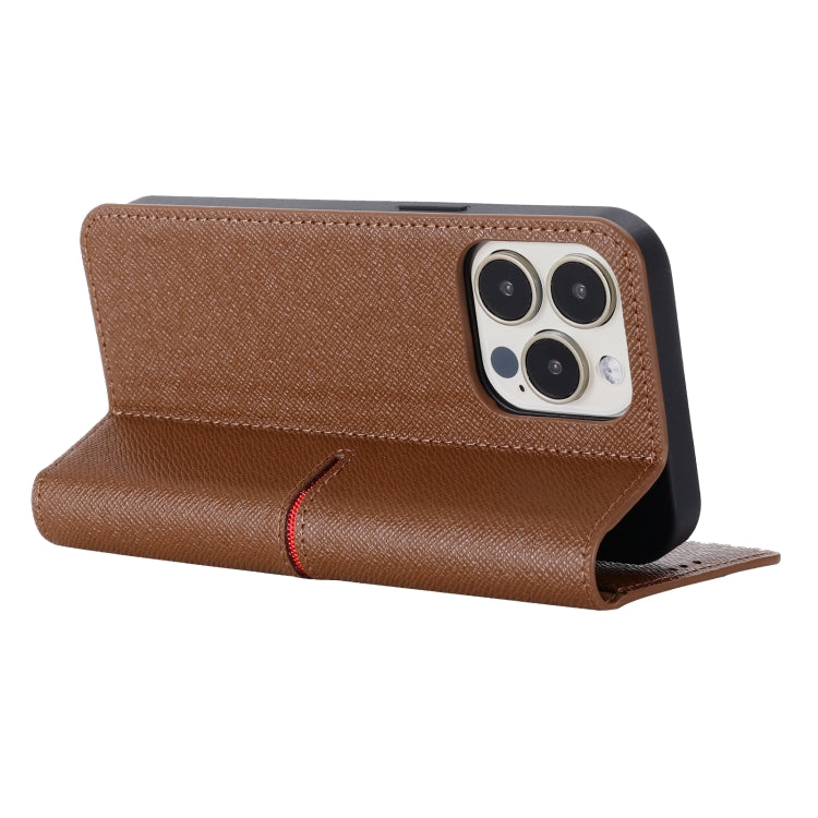 For iPhone 13 Pro GEBEI Top-grain Leather Horizontal Flip Protective Case with Holder & Card Slots & Wallet & Photo Frame (Brown) - HoMEdemic™ 
