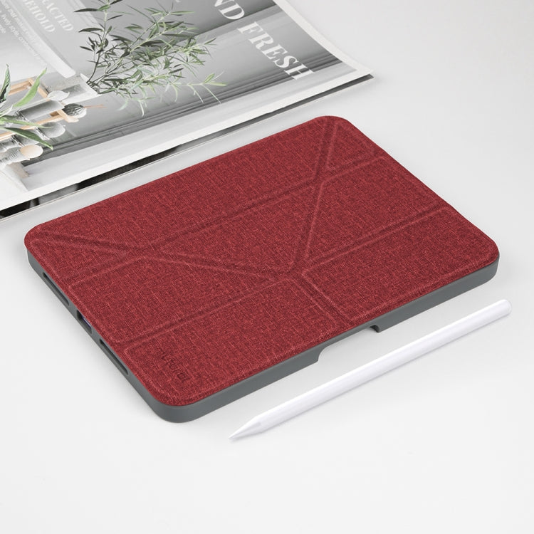 For iPad mini 6 / mini 2024 Mutural Multi-fold Smart Leather Tablet Case(Red) - HoMEdemic™ 