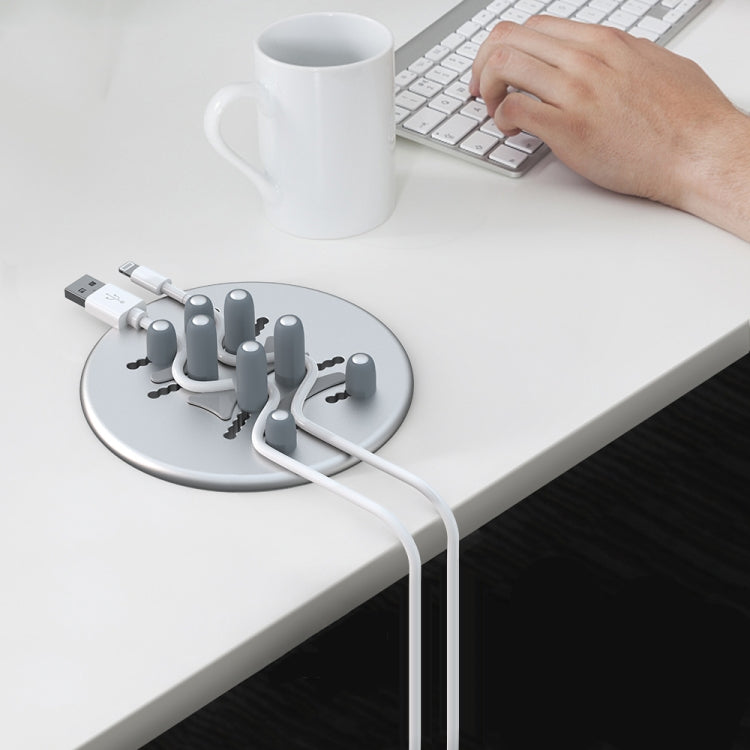 R-JUST BJ15 Aluminum Alloy Adjustable Magnetic Multi-function Disc Data Cable Storage Fixed Base Mobile Phone Laptop Bracket(Silver Gray) - HoMEdemic™ 