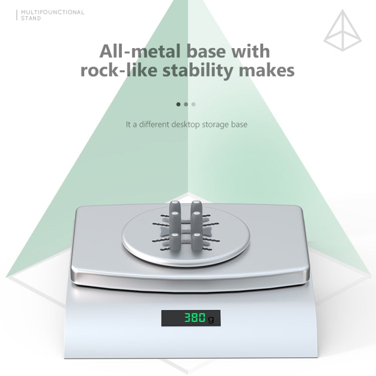 R-JUST BJ15 Aluminum Alloy Adjustable Magnetic Multi-function Disc Data Cable Storage Fixed Base Mobile Phone Laptop Bracket(Silver Gray) - HoMEdemic™ 