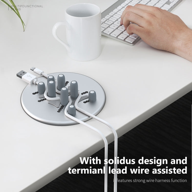 R-JUST BJ15 Aluminum Alloy Adjustable Magnetic Multi-function Disc Data Cable Storage Fixed Base Mobile Phone Laptop Bracket(Silver Gray) - HoMEdemic™ 