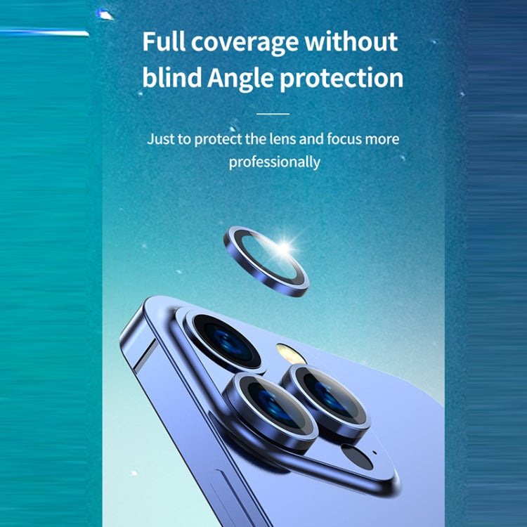 For iPhone 13 Pro / 13 Pro Max TOTUDESIGN AB-061 Golden Shield Series Metal Frame Camera Lens Film (Blue) - HoMEdemic™ 