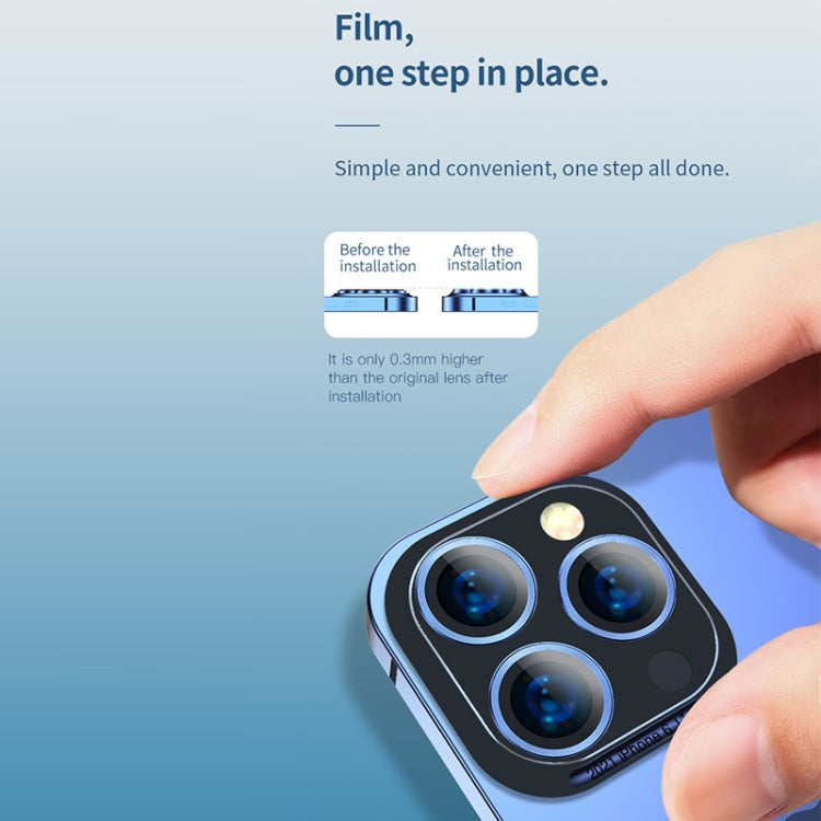 For iPhone 13 Pro / 13 Pro Max TOTUDESIGN AB-061 Golden Shield Series Metal Frame Camera Lens Film (Blue) - HoMEdemic™ 