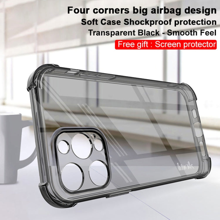 For iPhone 13 Pro IMAK All-inclusive Shockproof Airbag TPU Phone Case with Screen Protector (Transparent Black) - HoMEdemic™ 