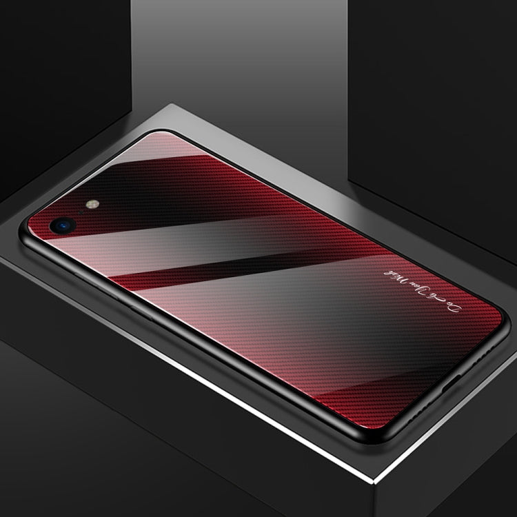 For iPhone SE 2022 / SE 2020 / 8 / 7 Texture Gradient Glass Protective Case(Red) - HoMEdemic™ 
