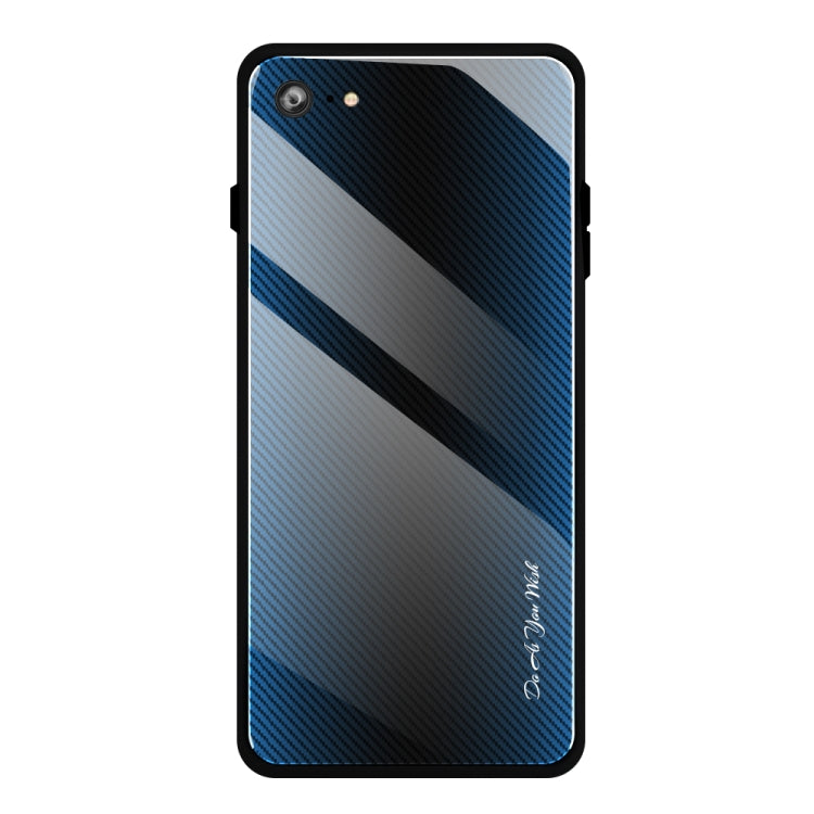 For iPhone SE 2022 / SE 2020 / 8 / 7 Texture Gradient Glass Protective Case(Blue) - HoMEdemic™ 