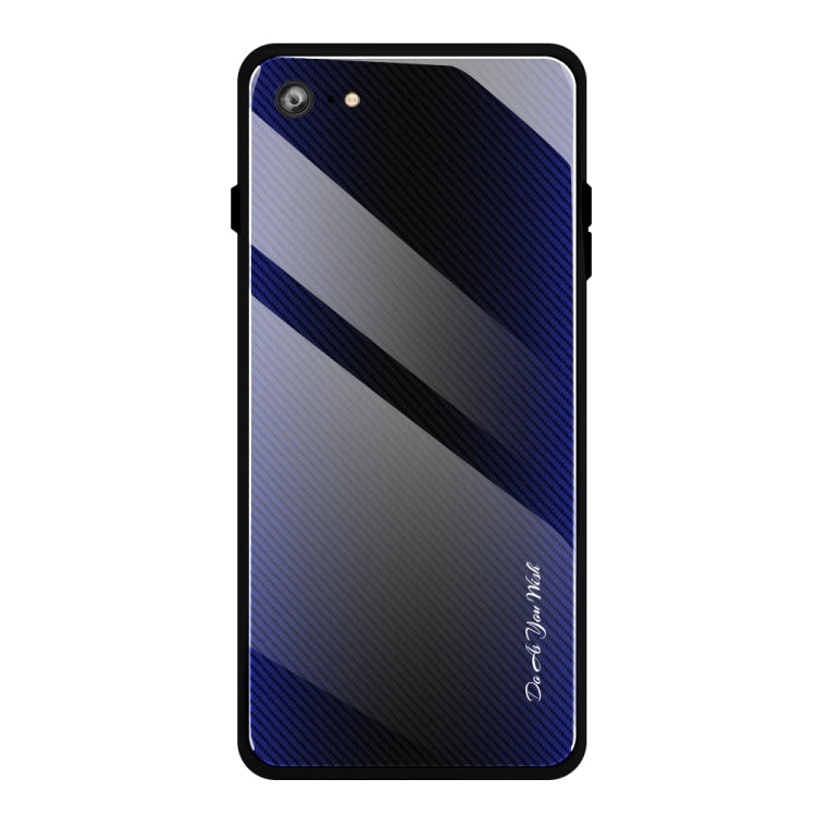 For iPhone SE 2022 / SE 2020 / 8 / 7 Texture Gradient Glass Protective Case(Dark Blue) - HoMEdemic™ 
