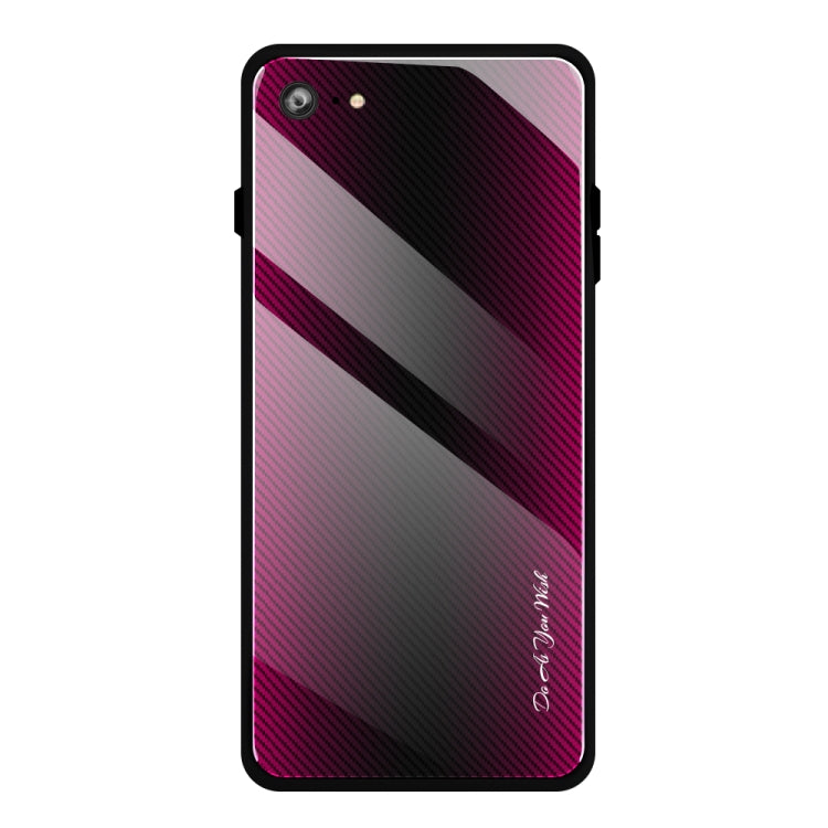 For iPhone SE 2022 / SE 2020 / 8 / 7 Texture Gradient Glass Protective Case(Rose Red) - HoMEdemic™ 
